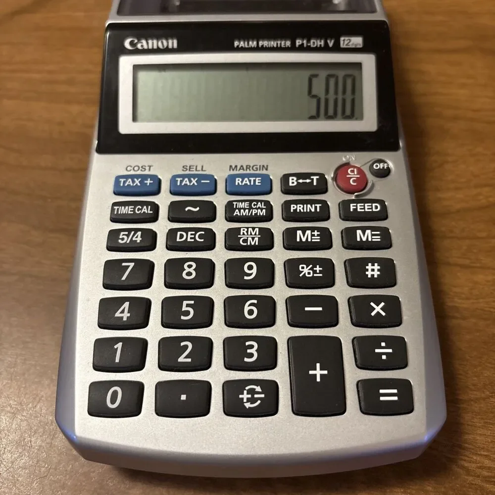 Canon Palm Printer P1-DH V 12 Digits Receipt Printing Calculator With Adapter